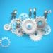 illustration of business team on interconnected cogs