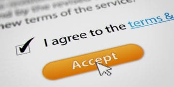 orange accept button at bottom of terms and conditions agreement