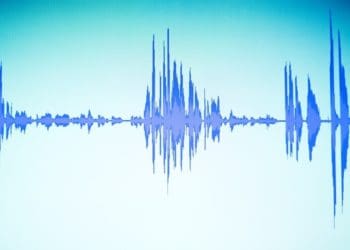 digital voice recording soundwave in blue