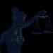 lady justice in binary code holding scales
