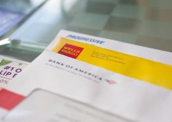 mail from bank of america and wells fargo on desk