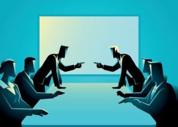 illustration of fingerpointing in boardroom