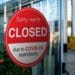 red sign, company closed due to COVID-19 or Coronavirus outbreak