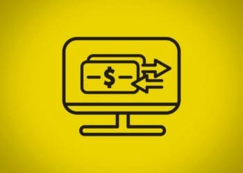 monetary transaction illustrated on computer screen