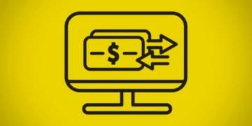 monetary transaction illustrated on computer screen