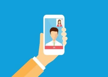 illustration of businesspeople on video chat