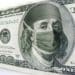 $100 bill with Franklin wearing a surgical mask