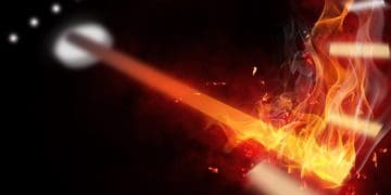 gauge with needle on fire