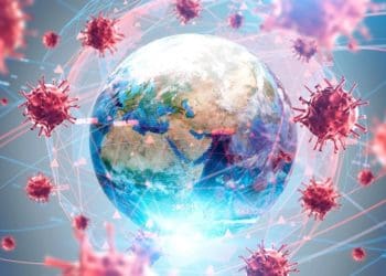 covid-19 virus surrounding the globe