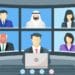 illustration of businesspeople in virtual meeting