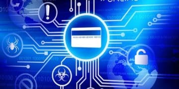 online fraud and credit card icon on digital background