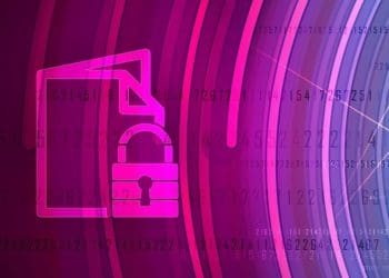 cybersecurity and information protection, pink to blue coloring