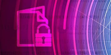 cybersecurity and information protection, pink to blue coloring