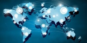 spots on global map marked with white targets