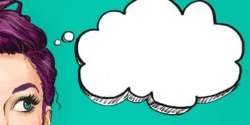 pop art illustration of woman with thought bubble