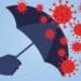 hand holding an umbrella against the 2019 novel coronavirus pneumonia, global plague virus