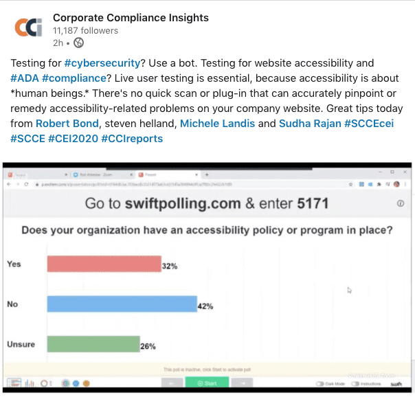 screenshot of scce post about ada compliance