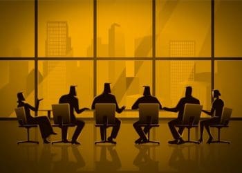 boardroom vignette in orange