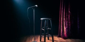 mic and stool on comedy stage