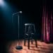mic and stool on comedy stage