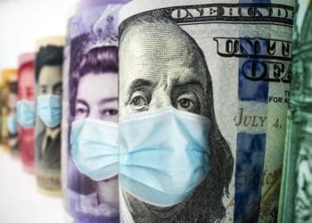 international money wearing face mask effected by covid-19