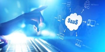 software as a service (SaaS) technology concept on virtual screen