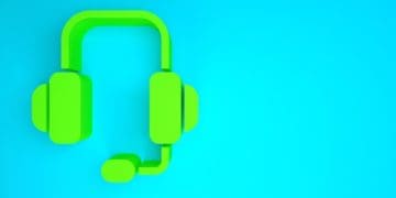 green headset on blue background