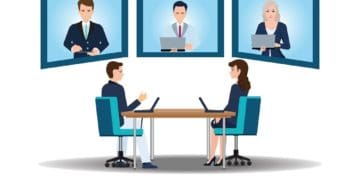 illustration of professionals in videoconference