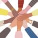 illustration with diverse group "hands in"