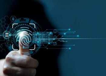 businessman using fingerprint indentification