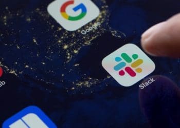 closeup of slack app on smartphone
