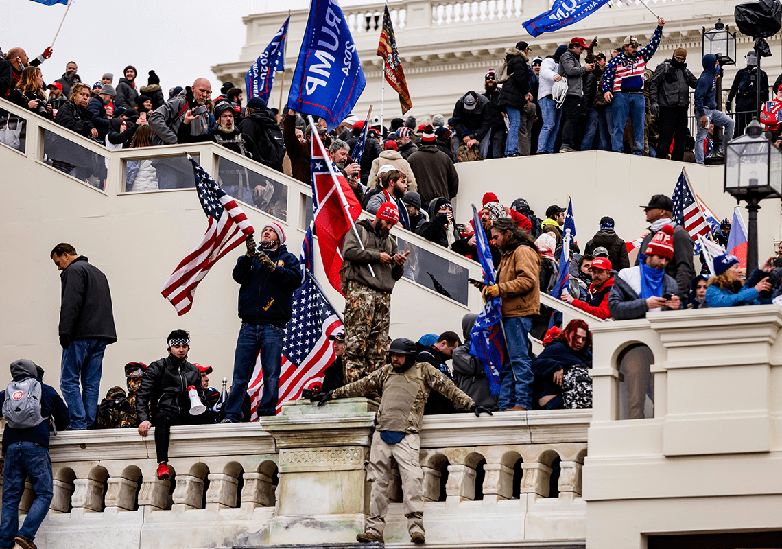 Trump supporters on the steps of the Capitol