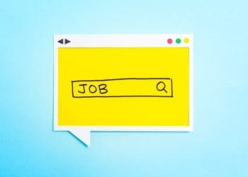 yellow job search box speech bubble