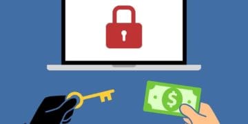 illustration of ransomware and hand paying ransom