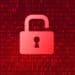 open padlock on red binary background