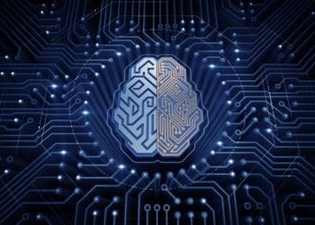cybernetic brain in form of human brain in cyberspace