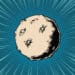 Pop art image of crater covered asteroid