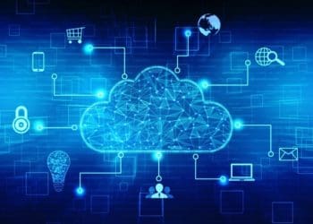 cloud computing 2d rendering on blue