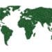 global map with land masses in green