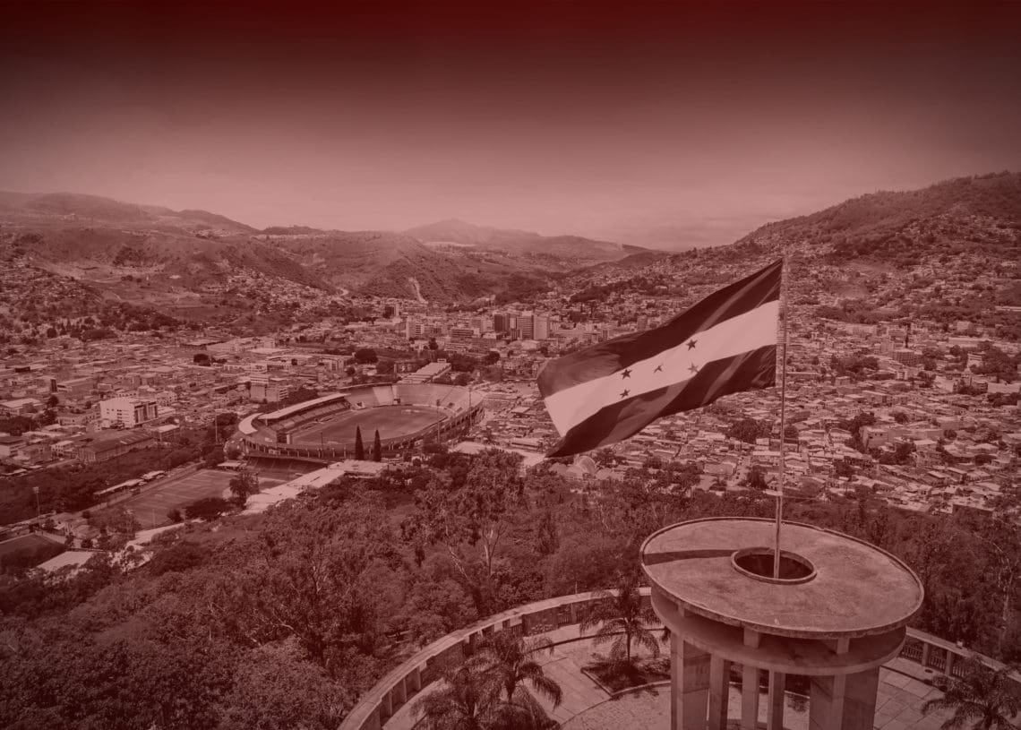 The Honduran flag flies in Tegucigalpa, the nation's capital.