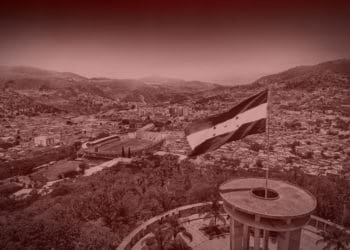 The Honduran flag flies in Tegucigalpa, the nation's capital.