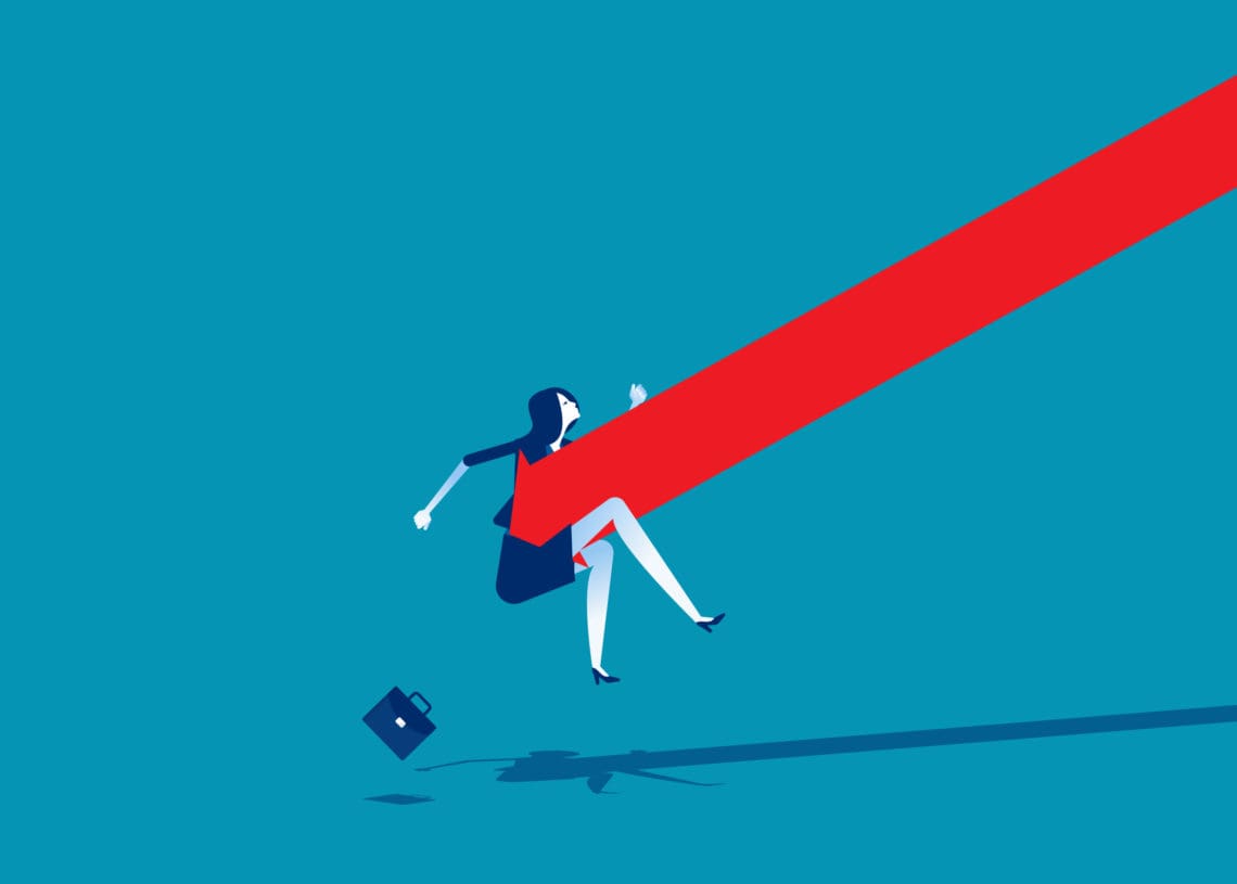 illustration of a red arrow striking a professional figure.