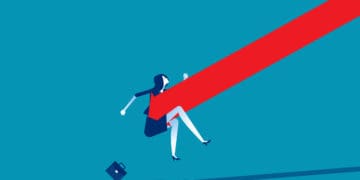 illustration of a red arrow striking a professional figure.