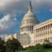 American flag flying outside U.S. capitol building