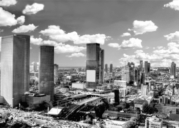 The Tel Aviv skyline, where Blue Dot is headquartered.