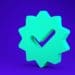 green approved medal with check mark icon isolated on blue background