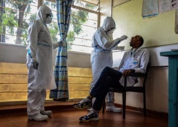 A man in Nairobi gets tested for COVID-19