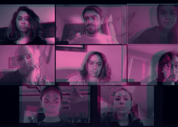 A zoom background is distorted, indicating fatigue and issues.