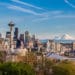 The Seattle skyline with Mount Baker in the background.