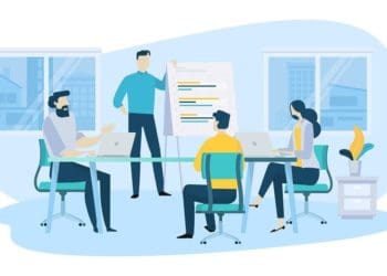 illustration of business meeting, training